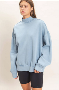 Acid Washed Mock Neck Sweatshirt (2 Colors)