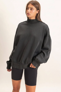 Acid Washed Mock Neck Sweatshirt (2 Colors)