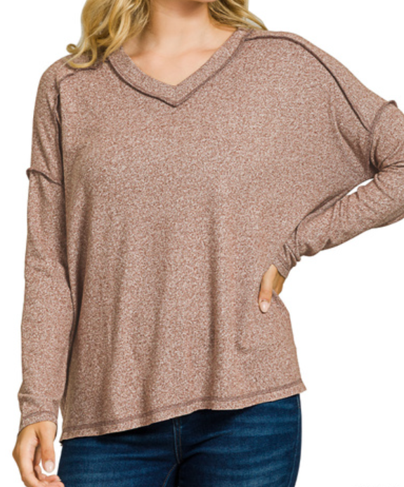 Dreamy Hi-Low Long Sleeve V-Neck