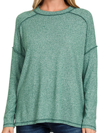 Dreamy Hi-Low Long Sleeve Round Neck