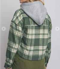 Plaid Shacket with Detachable Hood