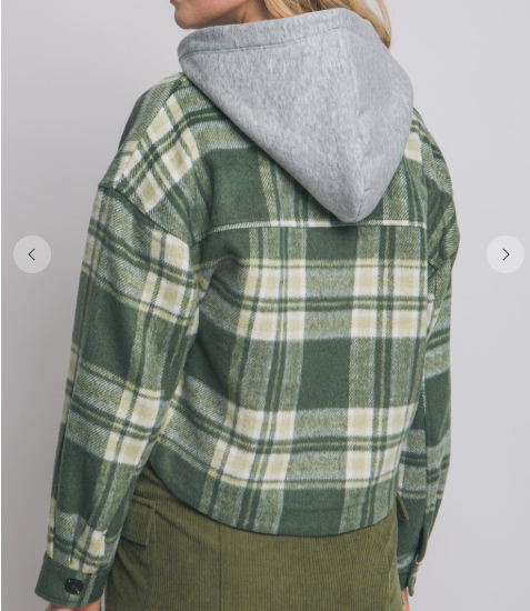 Plaid Shacket with Detachable Hood