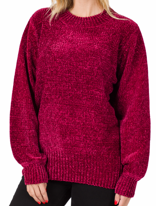 Round Neck Chenille Sweater