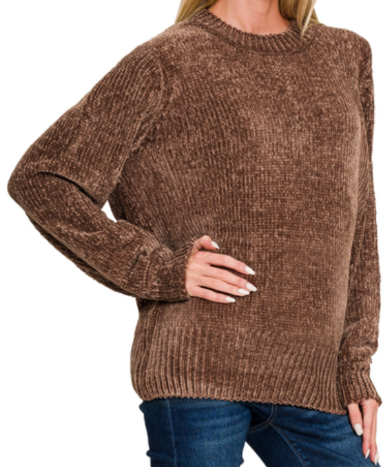 Round Neck Chenille Sweater