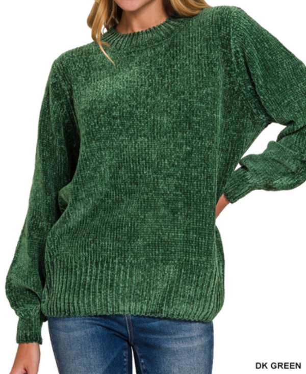 Round Neck Chenille Sweater