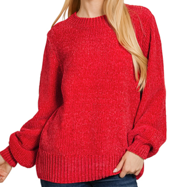 Round Neck Chenille Sweater