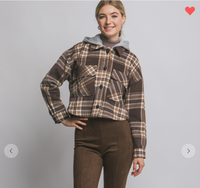 Plaid Shacket with Detachable Hood