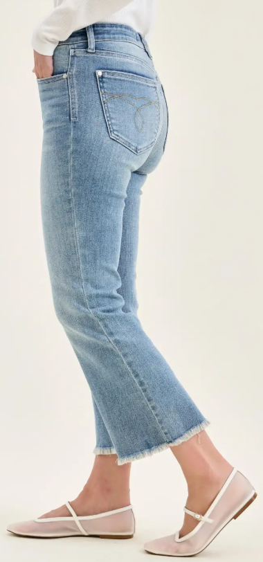 Mid-Rise Frayed Hem Flare Jeans (MRFHFJ)
