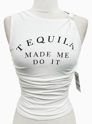 Tequila Made Me Do It Ruched Graphic Top