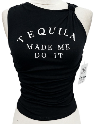 Tequila Made Me Do It Ruched Graphic Top