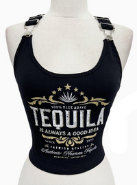 Western Tequila Buckle Strap Crop Tank