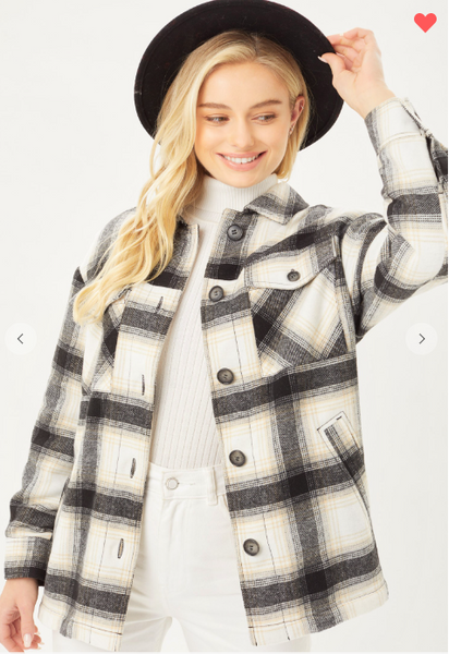 FINAL RESTOCK - Melanie Sherpa Lined Flannel Jacket Straight Hem