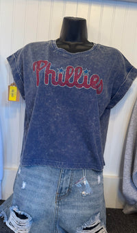 Phillies Vintage Washed More Cropped Tee