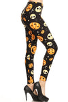 Cartoon Pumpkin and Skull Print Leggings