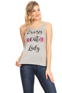 Crazy Cat Lady Graphic Tank - Ivory