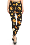 Cartoon Pumpkin and Skull Print Leggings