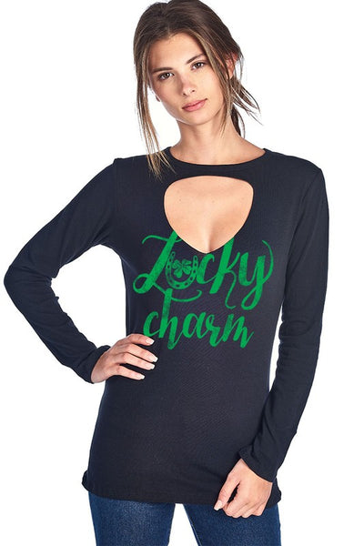 Lucky Charm Cut Out Front - Black