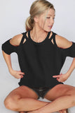 Waffle Knit Strappy Cold Shoulder