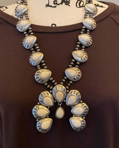 Squash Blossom Statement Necklace/Earring  Set