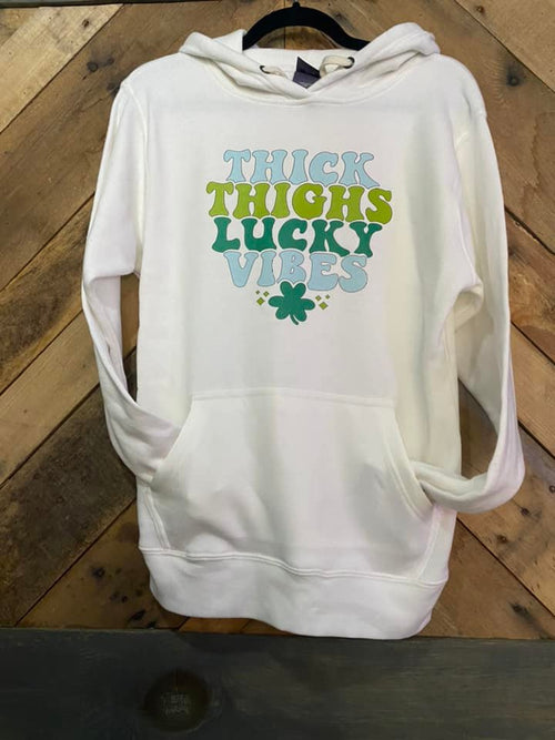 Thick Thighs Lucky Vibes hoodie  DTG