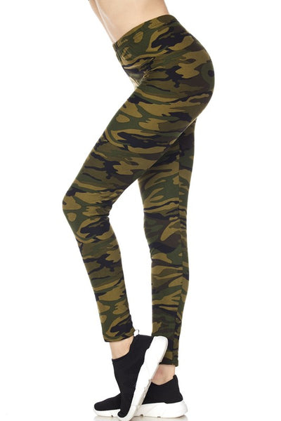 Camouflage Print Brushed Ankle Leggings