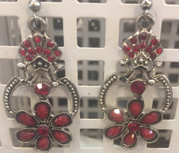 Ruby Red Rose Earrings
