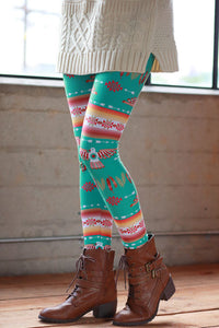 THUNDER BIRD AND TRIBAL MIX PATTERN LEGGINGS