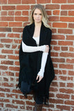 Versatile Solid Color Shawl with Armholes - Black or Red