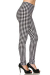 Brushed Houndstooth Print Ankle Leggings