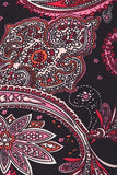 Black and Pink Paisley Print Yummy Brushed Ankle Leggings