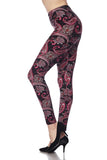 Black and Pink Paisley Print Yummy Brushed Ankle Leggings