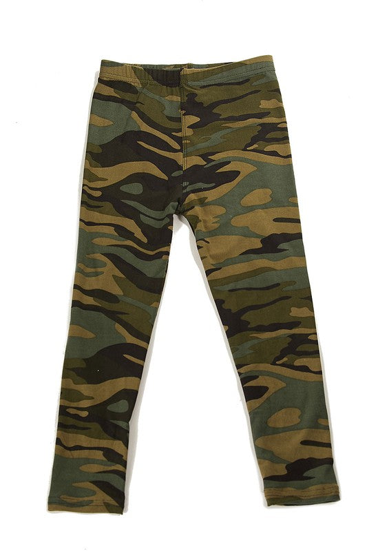 Camouflage Print Brushed Leggings - Kids