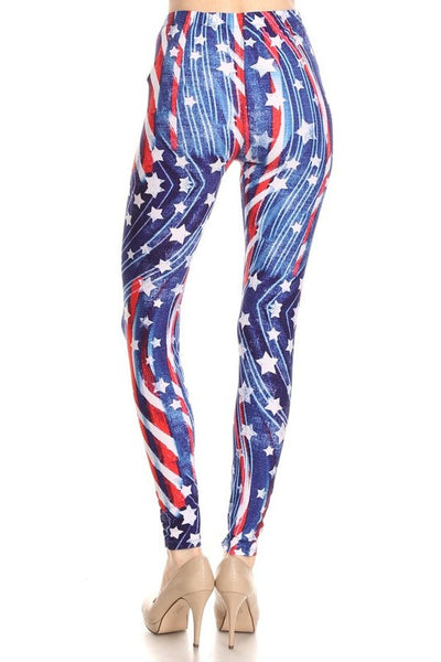 Vintage American flag printed full leggings