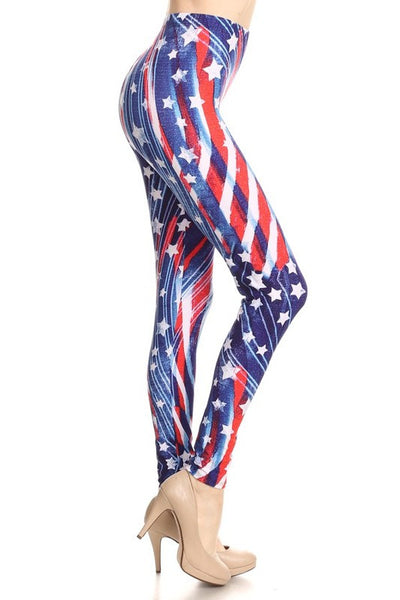 Vintage American flag printed full leggings