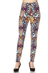 Warm Multi Pattern Print Yummy Brushed Ankle Leggings