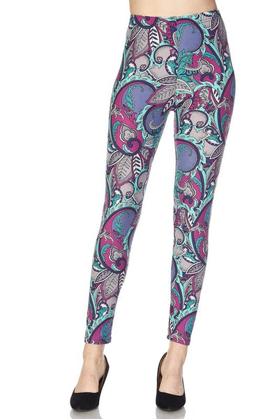 Cool Multi Pattern Print Yummy Brushed Ankle Leggings