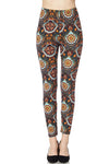 New Abstract Floral Pattern Brushed Leggings