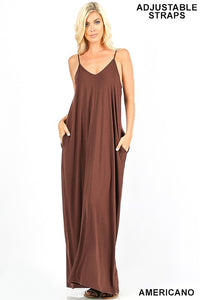 Maxi Dress W/ Pockets & Adjustable Straps