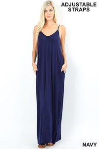 Maxi Dress W/ Pockets & Adjustable Straps