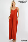 Maxi Dress W/ Pockets & Adjustable Straps