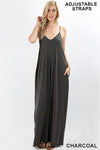 Maxi Dress W/ Pockets & Adjustable Straps