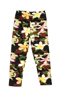 Flowers Camo Print Ankle Leggings - Kids