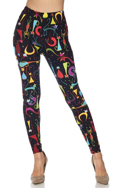 Party Cats Print Ankle Leggings