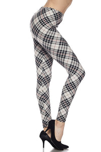 Tartan Print Buttery Soft Ankle Leggings - Curvy