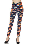 Orange Campers Print Ankle Leggings