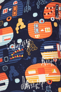 Orange Campers Print Ankle Leggings