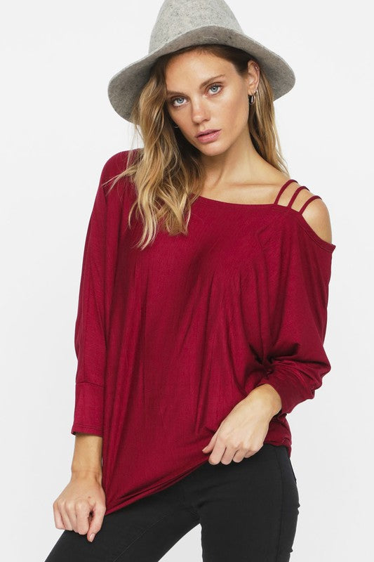 Triple Straps One Shoulder Top - More Colors