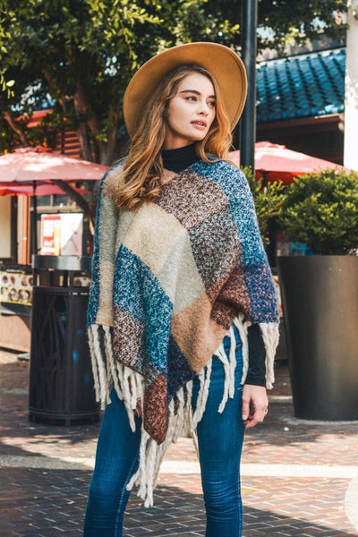 The Color Block Poncho - 2 Colors