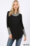 Super Soft Stripe & Solid Turtle Neck Top- More Colors