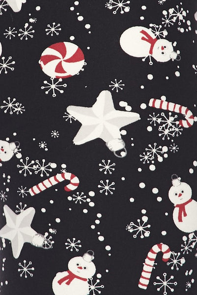 Snowman, Stars  & Candy Cane Brushed Leggings